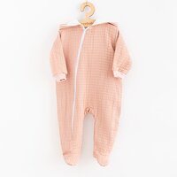 NEW BABY mušelínový overal s kapucí COMFORT CLOTHES růžová vel. 62