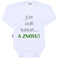 NEW BABY body s dlouhým rukávem jíst spát kakat... A ZNOVU! bílá vel. 74