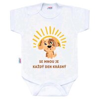 NEW BABY body s krátkým rukávem SE MNOU JE KAŽDÝ DEN KRÁSNÝ bílá vel. 74