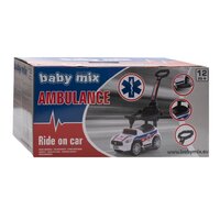 BABY MIX dětské odrážedlo se zvukem a vodící tyčí AMBULANCE bílá