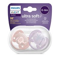 AVENT 2 ks šidítko Ultrasoft Premium 0-6 m fialová