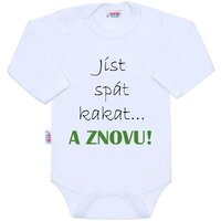 NEW BABY body s dlouhým rukávem jíst spát kakat... A ZNOVU! bílá vel. 86