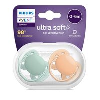 AVENT 2 ks šidítko Ultrasoft Premium 0-6 m oranžová