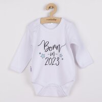 NEW BABY body s dlouhým rukávem Born in 2023 bílá vel. 62