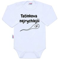 NEW BABY body s dlouhým rukávem Tatínkova nejrychlejší bílá vel. 86