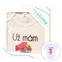 NEW BABY body s dlouhým rukávem Už mám 1 rok růžová vel. 86