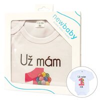 NEW BABY body s dlouhým rukávem Už mám 1 rok růžová vel. 80