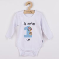 NEW BABY body s dlouhým rukávem Už mám 1 rok modrá vel. 86