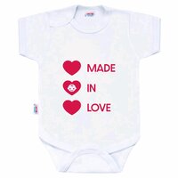 NEW BABY body s krátkým rukávem MADE IN LOVE bílá vel. 68