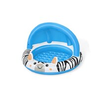BESTWAY dětský nafukovací bazén se stříškou a nafukovacím dnem Zebra modrá