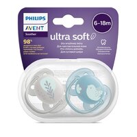 AVENT 2 ks šidítko Ultrasoft Premium 6-18 m modrá