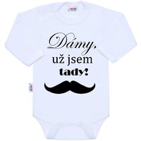 NEW BABY body s dlouhým rukávem Dámy, už jsem tady! bílá vel. 80