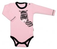 BABY NELLYS body s dlouhým rukávem ZEBRA růžová vel. 62