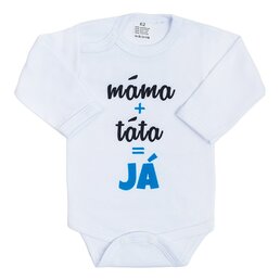 NEW BABY body s dlouhým rukávem máma+táta=JÁ modrá vel. 50