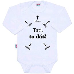 NEW BABY body s dlouhým rukávem Tati, to dáš! bílá vel. 74