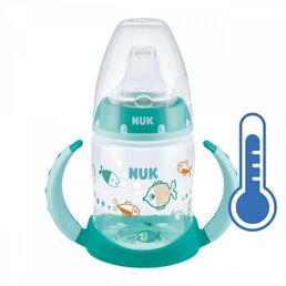 NUK kojenecká láhev na učení s kontrolou teploty 150 ml zelená