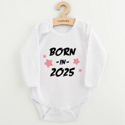 NEW BABY body s dlouhým rukávem BORN IN 2025 růžová vel. 74