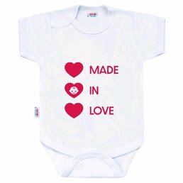 NEW BABY body s krátkým rukávem MADE IN LOVE bílá vel. 56