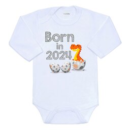 NEW BABY body s dlouhým rukávem Born in 2024 bílá vel. 62