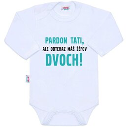 NEW BABY body dlouhým rukávem Pardon tati,... máš šéfov dvoch! bílá vel. 56