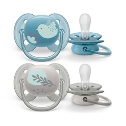 AVENT 2 ks šidítko Ultrasoft Premium 6-18 m modrá