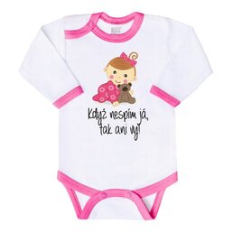 NEW BABY body s dlouhým rukávem Když nespím já, tak ani vy! růžová vel. 68