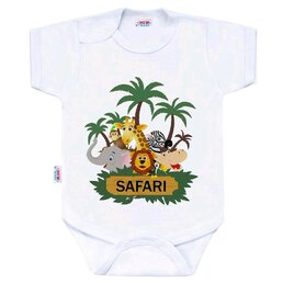 NEW BABY body s krátkým rukávem SAFARI bílá vel. 68