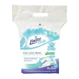 LINTEO dětské vlhčené ubrousky Aloe Vera 4x80 ks