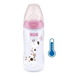 NUK kojenecká láhev FC+Temperature Control 300 ml BOX-Flow Control savička růžová