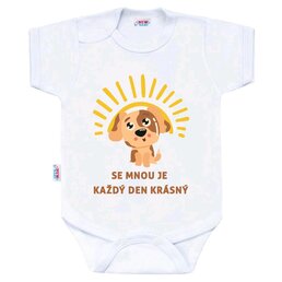 NEW BABY body s krátkým rukávem SE MNOU JE KAŽDÝ DEN KRÁSNÝ bílá vel. 74