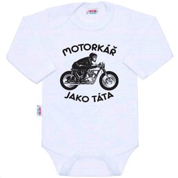 NEW BABY body s dlouhým rukávem Motorkář jako táta bílá vel. 80