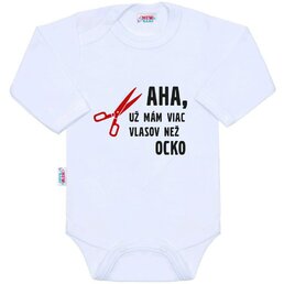 NEW BABY body s dlouhým rukávem Viac vlasov než ocko bílá vel. 62