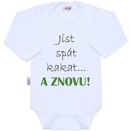 NEW BABY body s dlouhým rukávem jíst spát kakat... A ZNOVU! bílá vel. 86