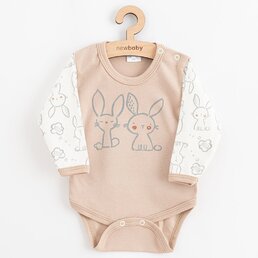 NEW BABY body s dlouhým rukávem Rabbit friends béžová vel. 74