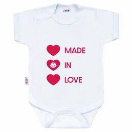 NEW BABY body s krátkým rukávem MADE IN LOVE bílá vel. 50