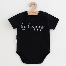 NEW BABY body s krátkým rukávem Be Happy černá vel. 86