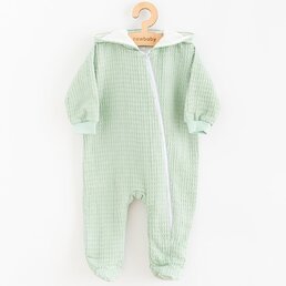 NEW BABY mušelínový overal s kapucí COMFORT CLOTHES zelená vel. 68