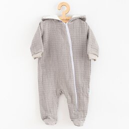 NEW BABY mušelínový overal s kapucí COMFORT CLOTHES šedá vel. 68