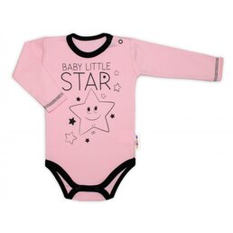 BABY NELLYS body s dlouhým rukávem LITTLE STAR růžová vel. 74