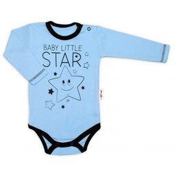 BABY NELLYS body s dlouhým rukávem LITTLE STAR modrá vel. 56