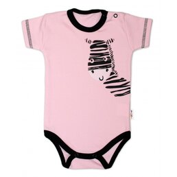 BABY NELLYS body s krátkým rukávem ZEBRA růžová vel. 50