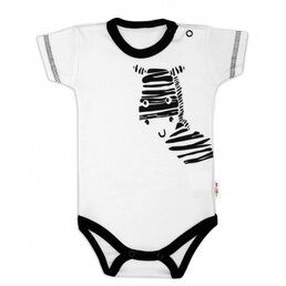 BABY NELLYS body s krátkým rukávem ZEBRA bílá vel. 50