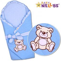 BABY NELLYS zavinovačka s výztuží TEDDY BEAR modrá