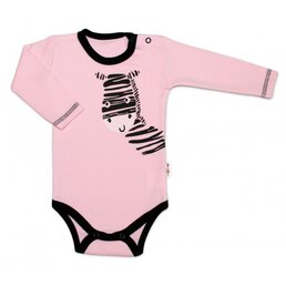 BABY NELLYS body s dlouhým rukávem ZEBRA růžová vel. 62